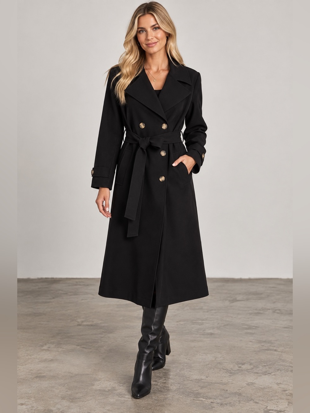 Bagatelle Collection New York Black Trench Coat — Size Small